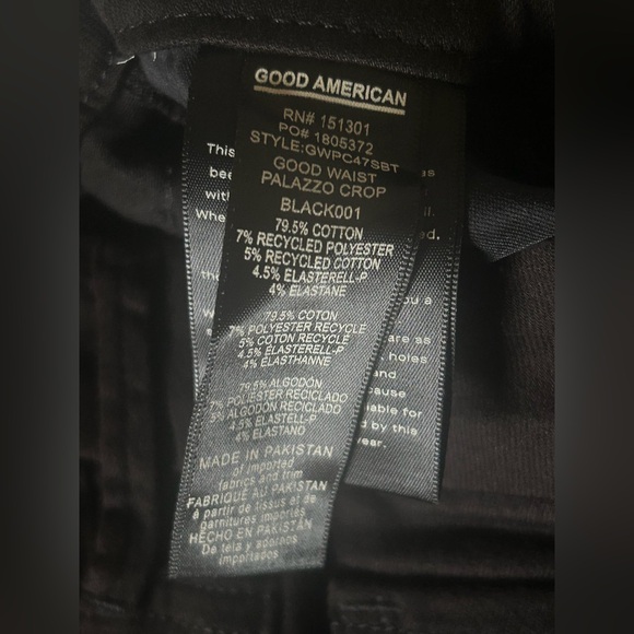 NWT Good American GOOD WAIST CROPPED PALAZZO Black ‎ JEANS 6 - Picture 10 of 10